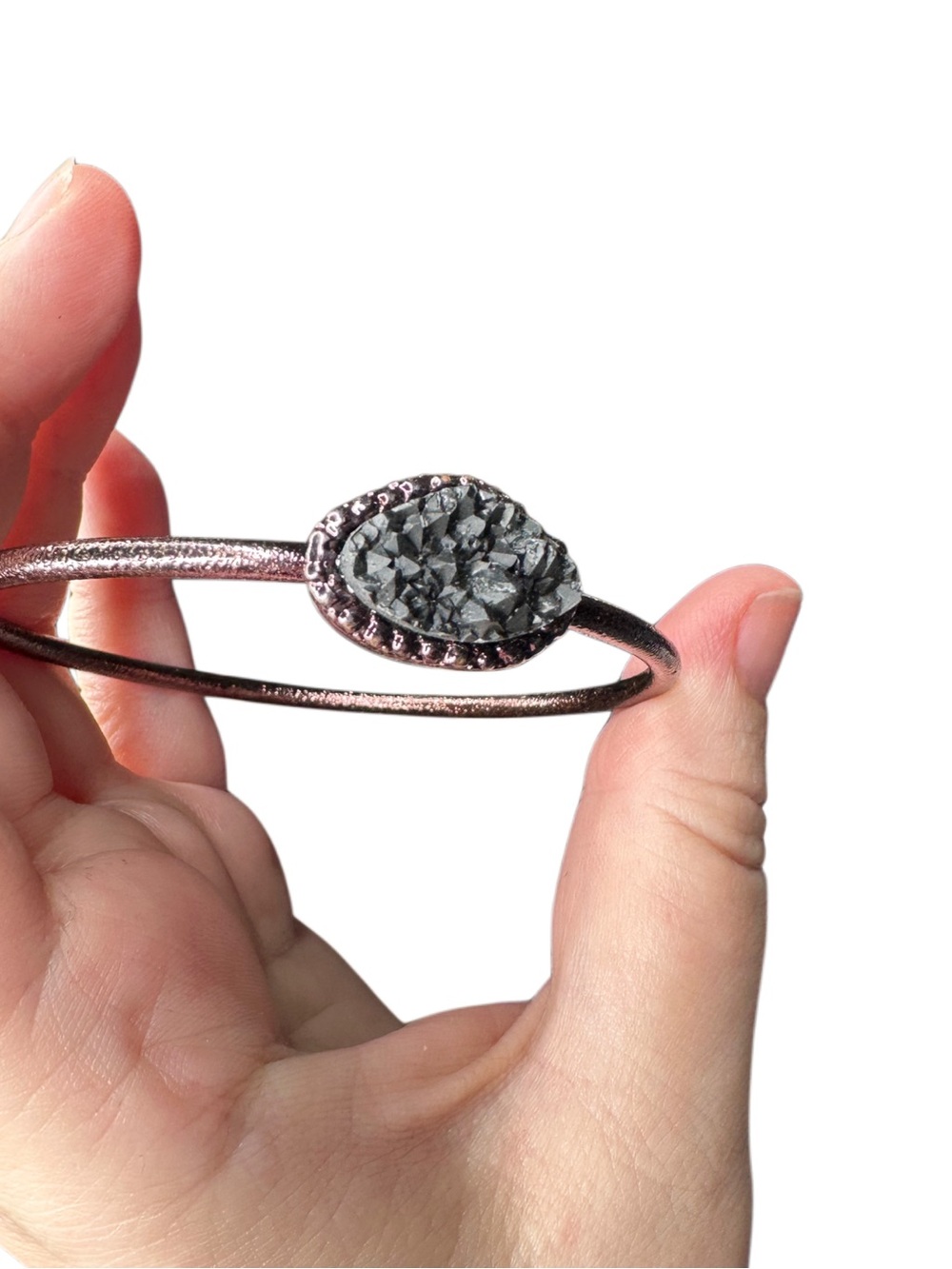 Women's Silver Druzy Bangle Bracelet